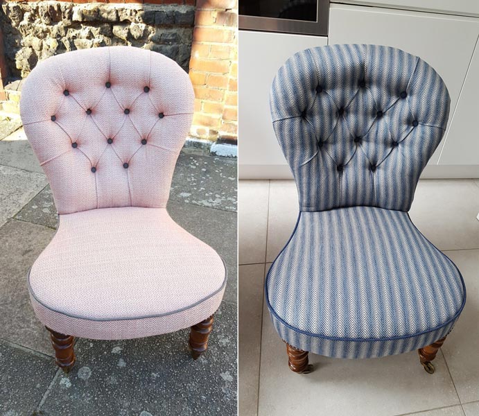 Two seats upholstered in modern style